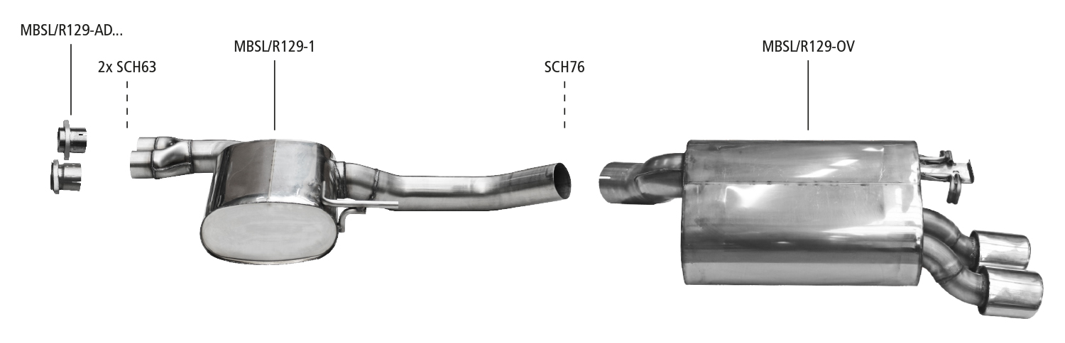 Ligne D'échappement Complète Pour Mercedes W124 250TD/300TD - Kit Avec Silencieux, Acier Aluminisé, Neuf
